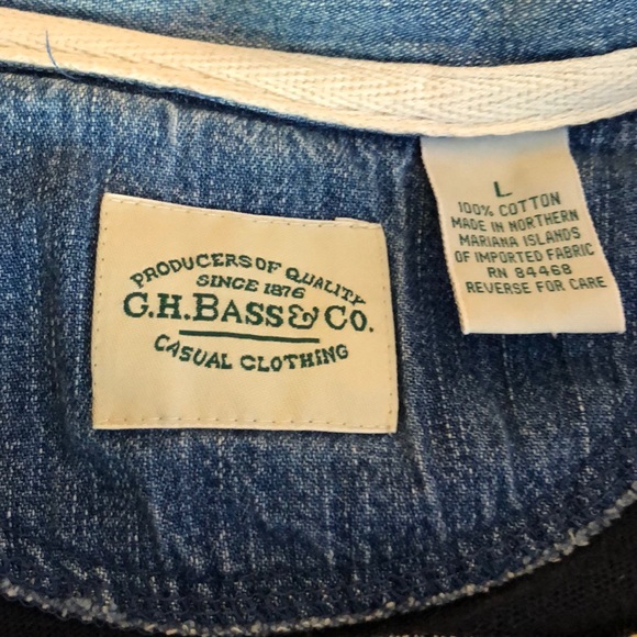 GHBass & Co/long sleeve/stripe polo/large/denim - Picture 5 of 5